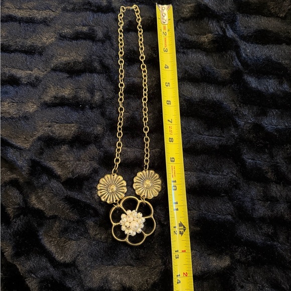 Unique Vintage Gold Flower w/Pearls Pendant Necklace 24in& Bead Necklace 30 in - Picture 5 of 5